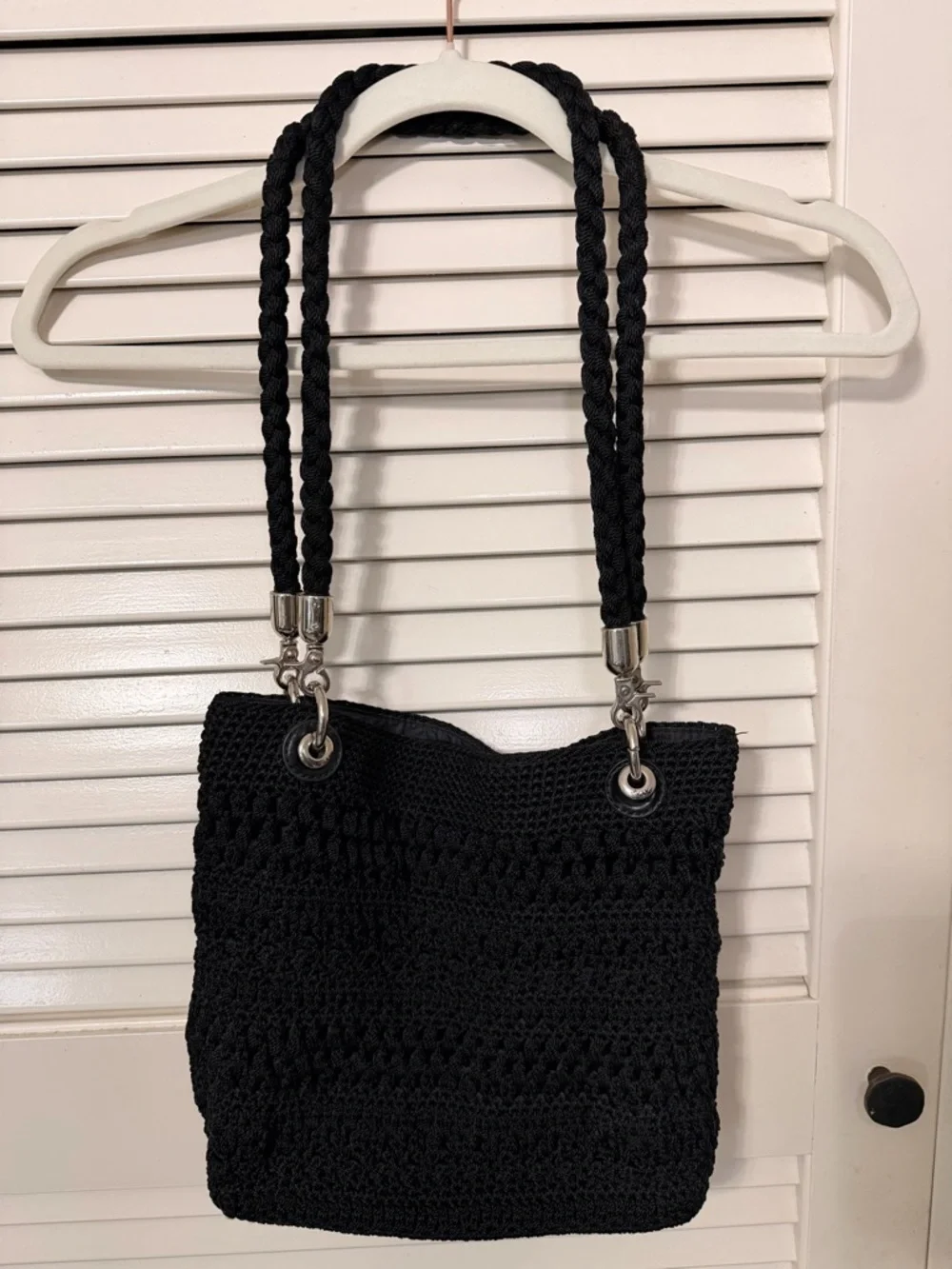The Sak Crochet Shoulder Bag Black Removeable strap - Picture 7 of 7